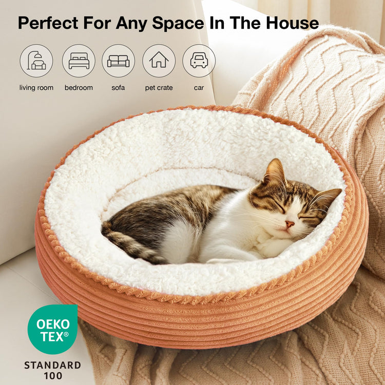 Love's cabin Round Donut Cat and Dog Cushion Bed, 20in Bed for Cats or Small Dogs, Anti-Slip & Water-Resistant Bottom, Super Soft Durable Fabric Pet Beds, Washable Luxury Cat & Dog Bed Gray