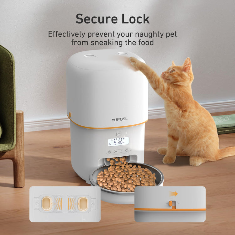 Yuposl Automatic Cat Feeders - 2L Cat Food Dispenser Easy to Use, Timed Automatic Pet Feeder with Over 180-day Battery Life, 1-6 Meals Dry Food Programmable Portion Control Also for Dogs