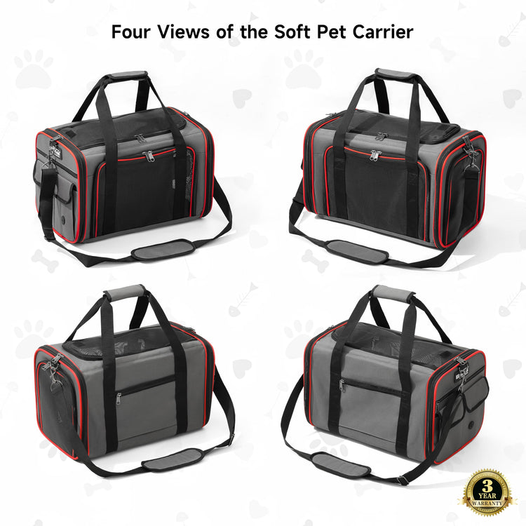 EliteField Soft-Sided Pet Carrier (3-Year Warranty, Airline Approved), Foldable Travel Bag with Removable Fleece Bed for Dogs, Cats & Small Pets, Scratch-Resistant Mesh