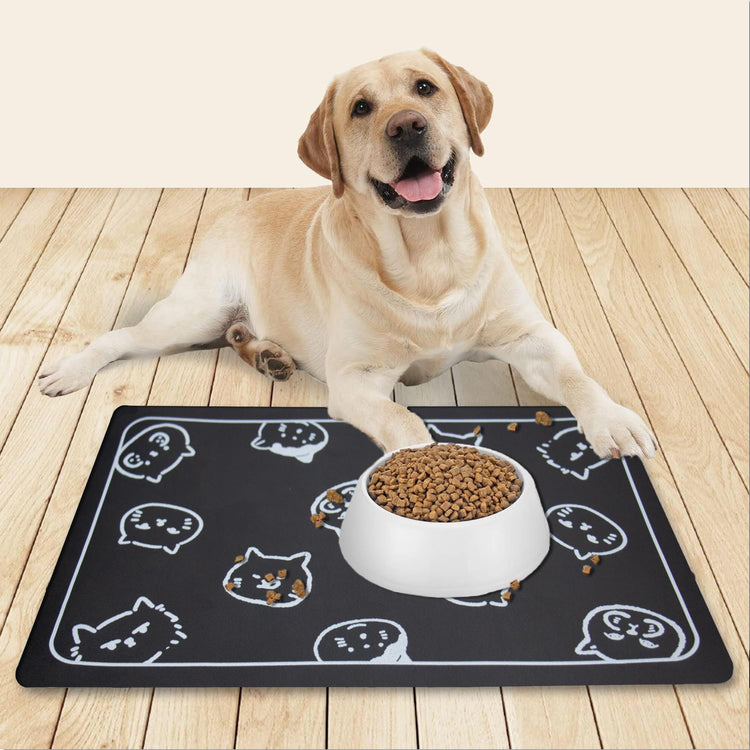 YCT Cat Pet Food Mat - Non-Slip Bottom Absorbent Quick Dry Feeding Mat for Dogs and Cats - Pet Supplies, 11.8"x18.1" Beige
