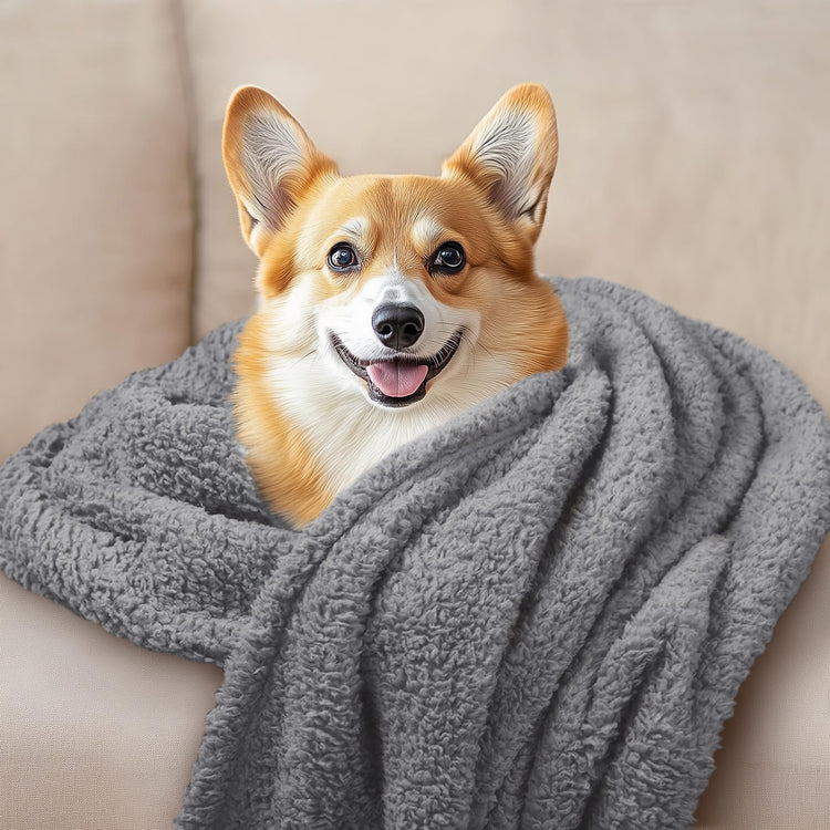 1 Pack 3 Calming Blankets Fluffy Premium Fleece Pet Blanket Soft Sherpa Throw for Dog Puppy Cat Beige Small (23" x16'')