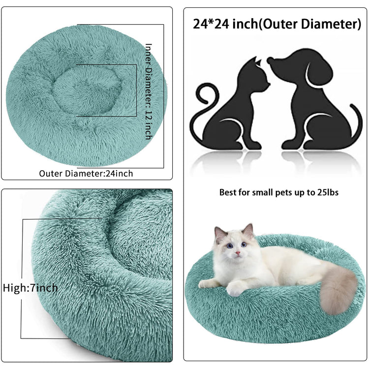 Dog Bed for Small Medium Large Dogs Cats, 20 inch Calming Washable-Round Cozy Soft Pet Bed for Puppy and Kitten with Slip-Resistant Bottom