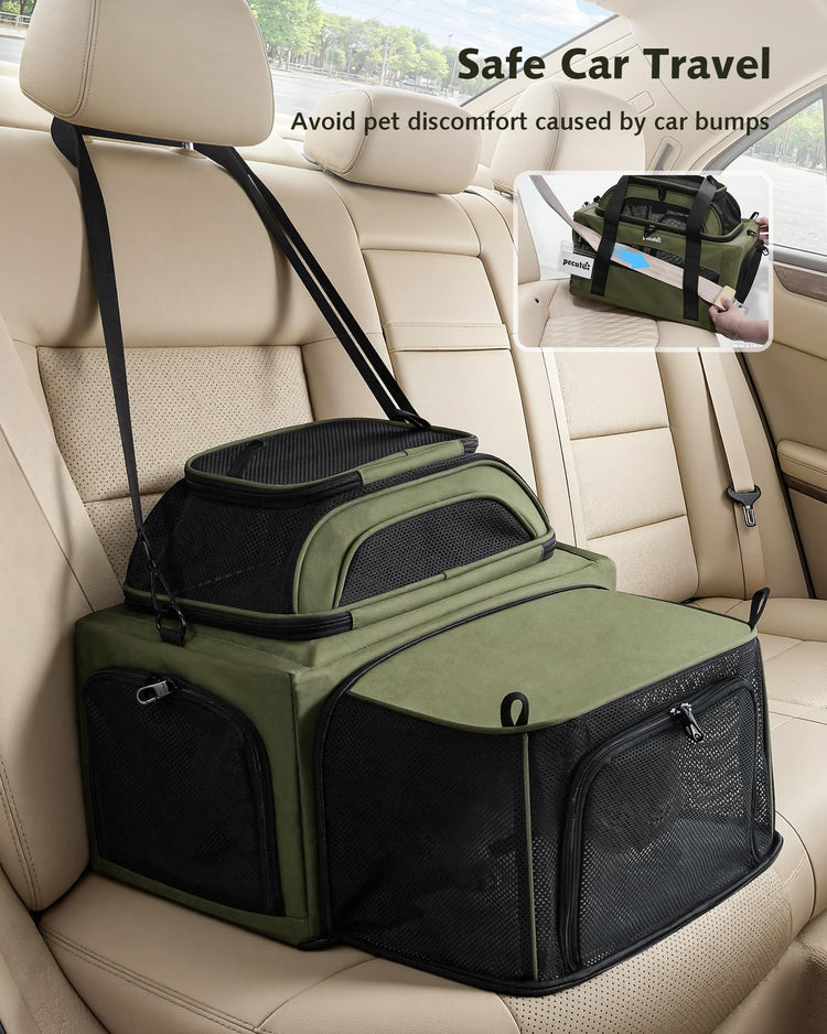 Pecute Expandable Pet Carrier Airline Approved Dog Cat Carrier, Breathable Soft-Sided with Locking Zippers, Pet Travel Bag for Small Dog Cat Anti-Scratch Mesh Leakproof Pee Pad (Dark Gray)