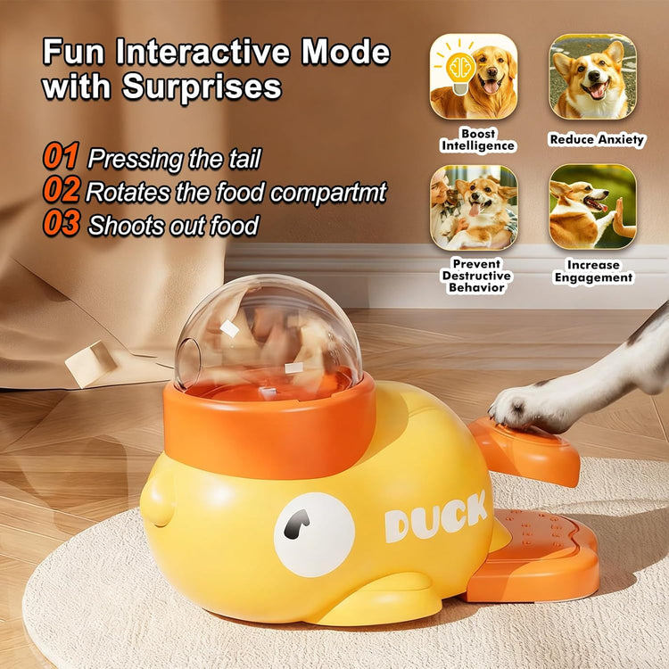 Interactive Dog Toys Food Puzzle Slow Feeder, Cat Treat Dispenser Toy Duck-Shaped Enrichment Toy for Small Medium Dogs and Cats, IQ Training and Exercise Small Animal Bowls