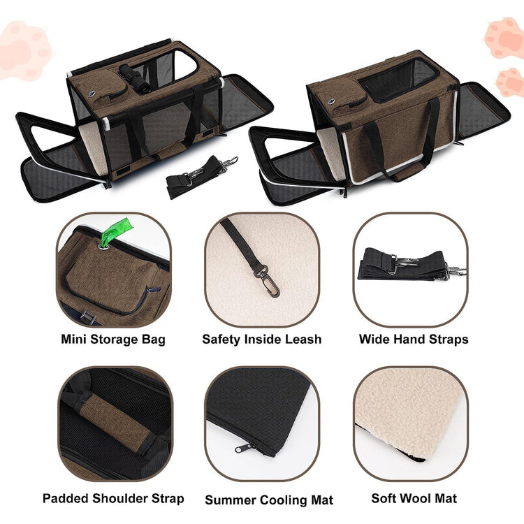GAPZER Pet Carrier for Large Cats, Soft-Sided Cat Carrier for Medium Big Cats and Puppy up to 20lbs, Washable Dog Carrier Privacy Protection for Home Outdoor Travel