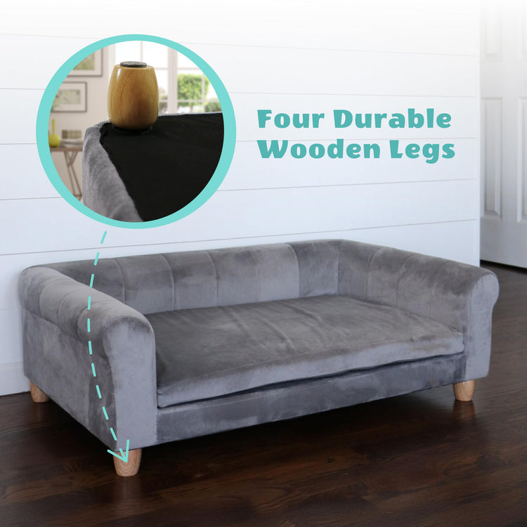 CRITTER SITTERS 33” Faux Suede Ped Bed in Brown, Durable Washable Sofa Couch for Small & Medium Cats & Dogs, Must Have Accessory for Yorkies, Shih Tzus & Frenchies, Kitten & Puppy Essential Furniture