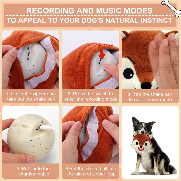 BABORUI Interactive Dog Toys Pig, Jumping Squeaky Dog Toys with Recording and Music Modes, Rechargeable Moving Dog Chew Toys for Small/Medium/Large Dogs to Keep Them Busy(Blue Pig)