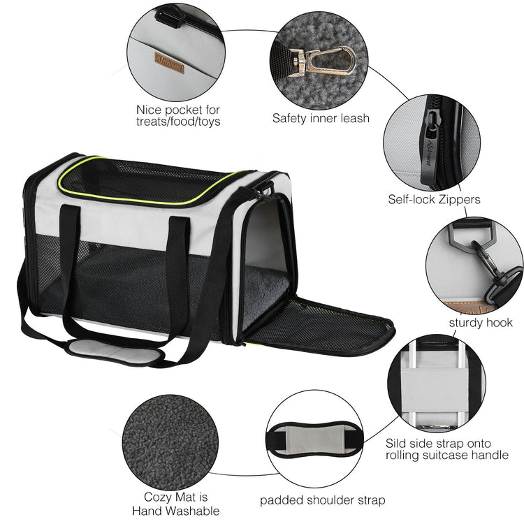 Cat Carrier - Portable Foldable Dog Pet Carrier, Soft-Sided Pet Bag up to 15 Lbs, Airline Approved Travel Puppy Carrier