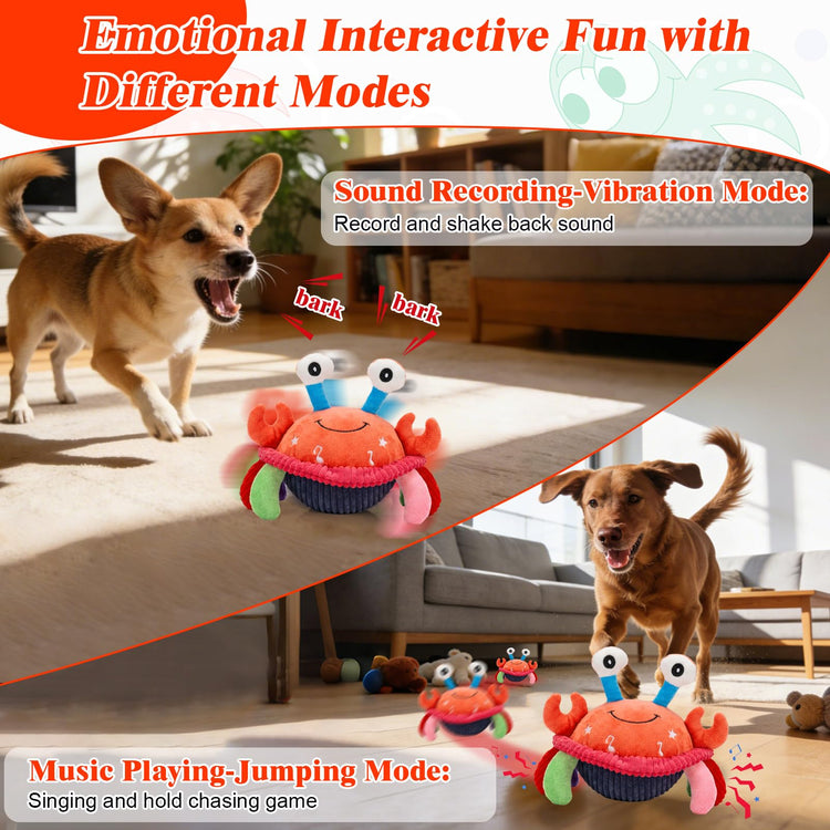Mity rain Interactive Dog Toys with Thicken Plush, Moving Dog Toy with Recording Mode Shaking & Singing Mode Bouncing, Funny Ball Jumping to Keep Them Busy & Chase, Rechargeable (Octopus)