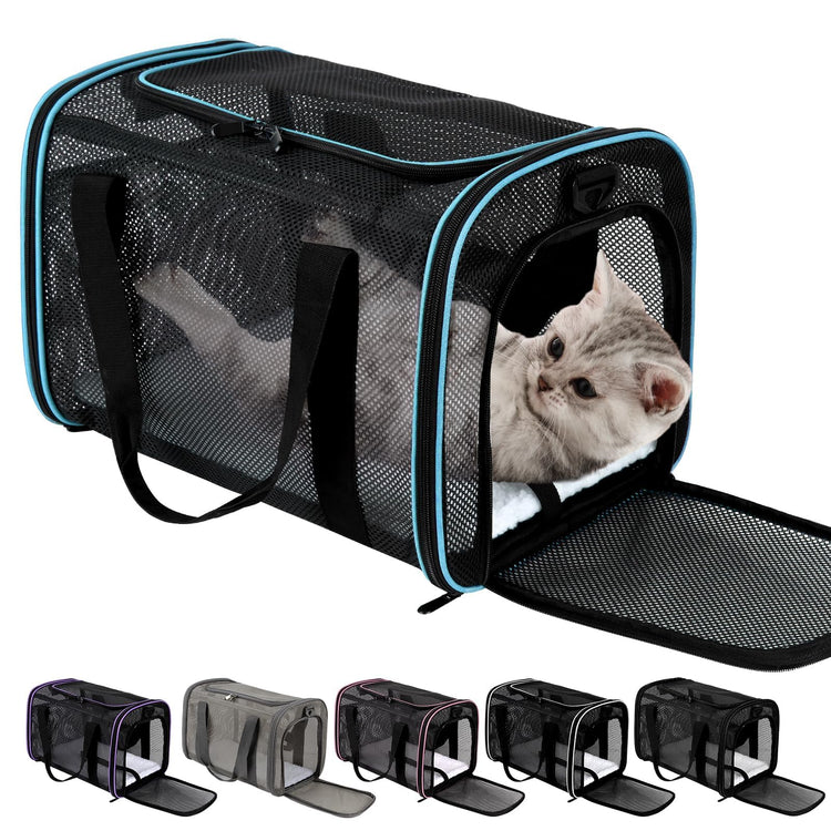 Cat Carrier Dog Carrier Pet Carriers Soft-Sided Cats Bag Animal Carriers Puppy Carrying Bag TSA Airline Approved Small Dog Carrier Soft Sided, Collapsible Travel Carriers for Big Cats(Up to 16lbs),