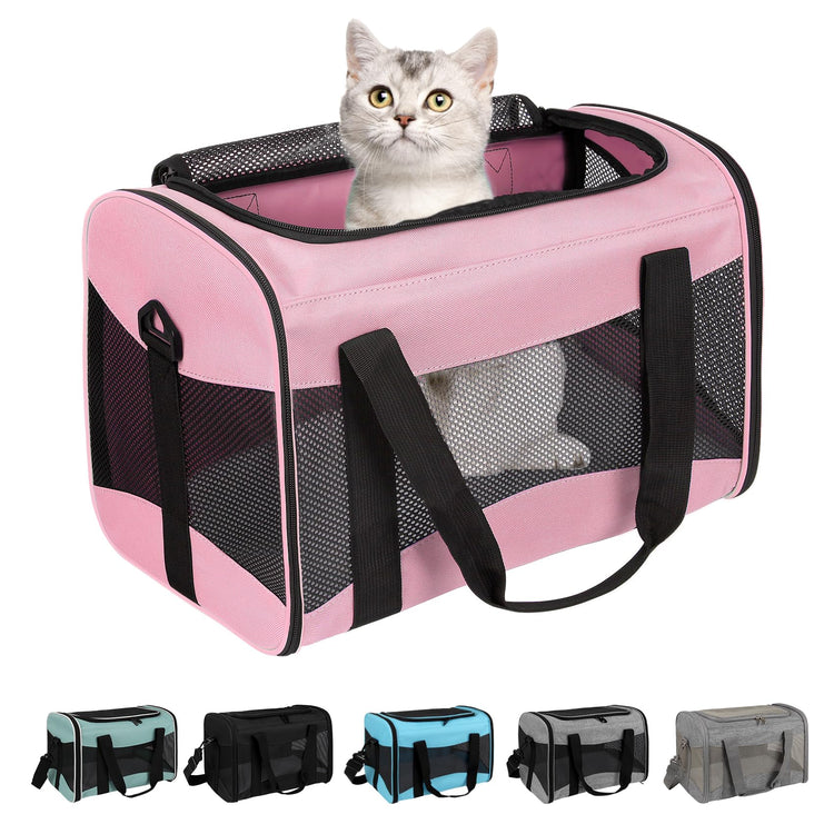 Cat Dog Carriers Soft-Sided Pet Carrier Large Cats for Medium Big Cat Small Dog Puppy up to 16lbs TSA Airline Approved Animal Collapsible Cat Carrier Carriers Travel Carrier Cat Bag (17x11x11)