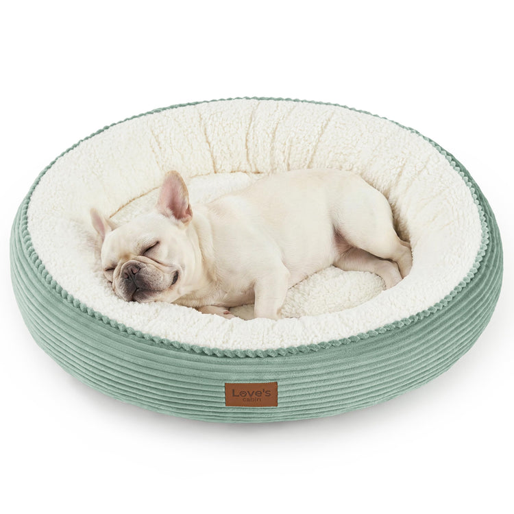 Love's cabin Round Donut Cat and Dog Cushion Bed, 20in Bed for Cats or Small Dogs, Anti-Slip & Water-Resistant Bottom, Super Soft Durable Fabric Pet Beds, Washable Luxury Cat & Dog Bed Gray