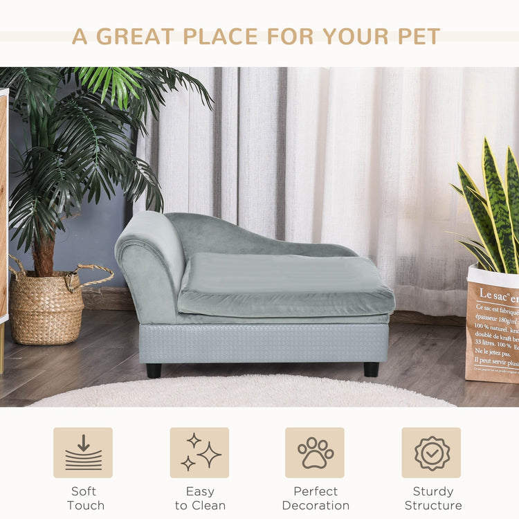 PawHut Luxury Fancy Dog Couch with Hidden Storage, Small Dog Sofa Bed with 2" Soft Foam, Modern Pet Furniture for Puppies & Little Breeds, Green