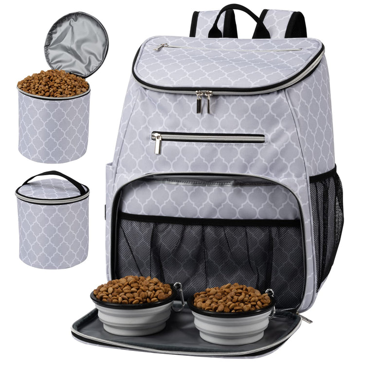 BAGLHER丨Dog Travel Bag Backpack, Airline Approved Pet Supplies Backpack, Dog Travel Bag with 2 Silicone Collapsible Bowls and 2 Food Baskets, Black