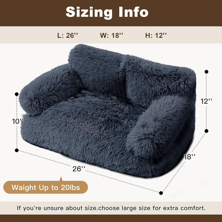 Large Cat Beds for Indoor Cats, Dog Couch Bed, Cute Cat Couch Sofas for Less 20lbs Kitten Puppy, Small Dog Sofas & Chairs with Removable Washable Cover, Soft Warm Pet Furniture, Cream