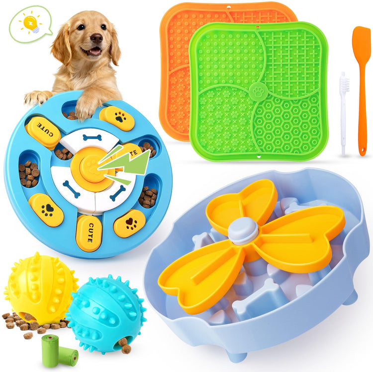 Forfon 9 Pack All-Around Dog Puzzle Toy Set -Mentally Stimulating Dog Enrichment Toys for Small to Medium Smart Dogs, Includes Dog Lick Mat with Suction Cups