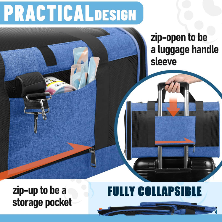 GAPZER Small Dog Carrier Cage Soft Chihuahua / Softshell Big Cat Carrier Maine Coon / Pet Taxi Carrying Bag over 25lbs / Top Loader Travel Kennel Brown