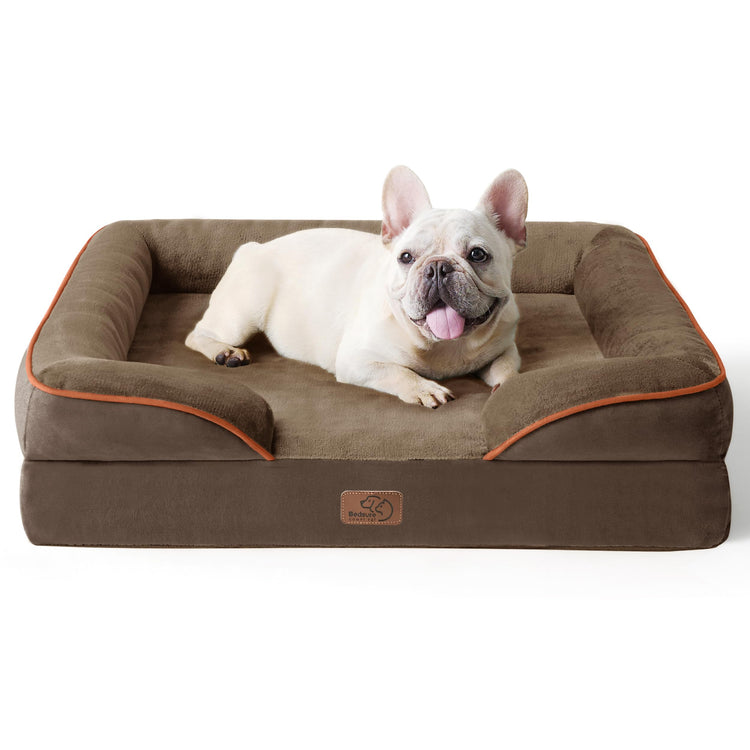 Bedsure Orthopedic Dog Bed Medium Size Dogs - Washable Small Medium Dog Cat Bed Waterproof, Comfort Cats Couch Sofa with Washable Removable Cover, Pets Bed with Nonskid Bottom, Grey, 28"