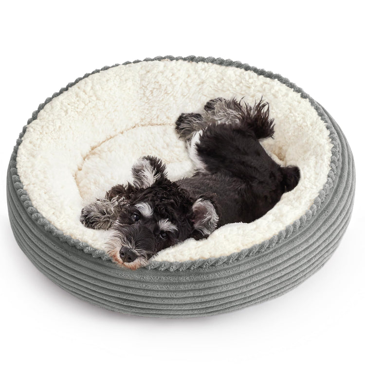Love's cabin Round Donut Cat and Dog Cushion Bed, 20in Bed for Cats or Small Dogs, Anti-Slip & Water-Resistant Bottom, Super Soft Durable Fabric Pet Beds, Washable Luxury Cat & Dog Bed Gray