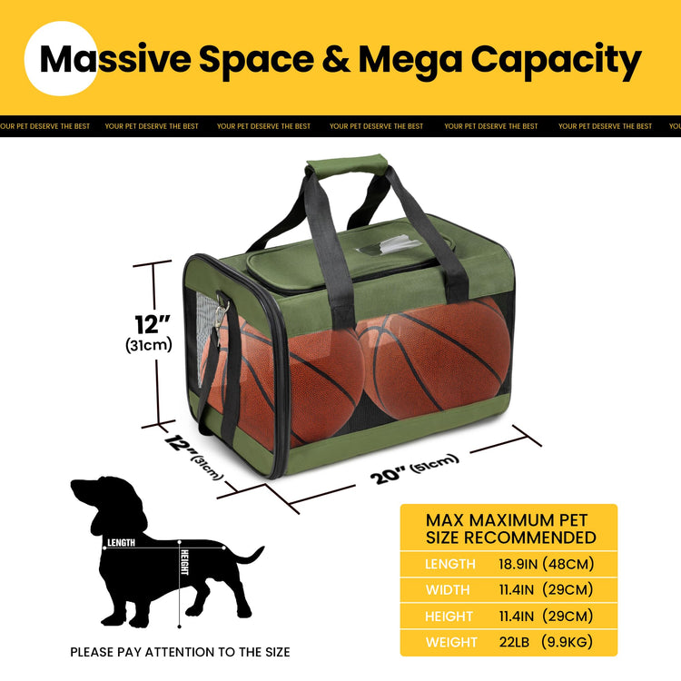 Conlun Cat Carrier Airline Approved, Soft-Sided Dog Carrier with Inner Safety Leash, Pet Transport Carrier for Small-Medium Cats Puppies up to 15 Lbs, Collapsible Travel Kitten Carrier Bag -BlackM