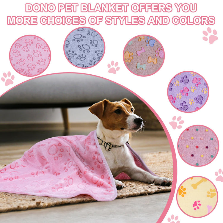 Dono 1 Pack 3 Dog Blankets, Soft Fluffy Fleece Pet Blanket Warm Sleep Mat Paw Print Design Puppy Kitten Throw Blanket Doggy Mat Blanket for Dogs