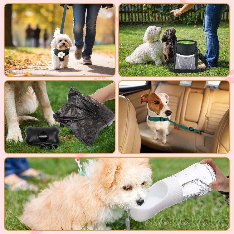 Abbylike 50 Pcs Puppy Supplies Starter Kit for Small Dogs Puppy Essentials Includes Leash, Bowls, Teeth Brushes, Water Bottle, and More Accessories for Dogs Pet Day Welcome Gift(Purple)