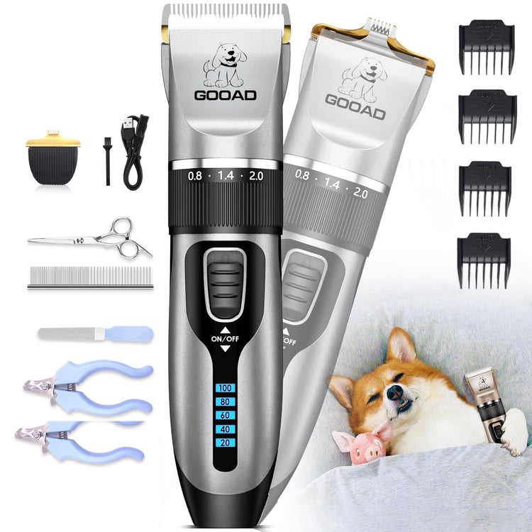 Dog Clippers for Grooming,Dog Grooming Kit for Heavy Thick Hair&Coats/Low Noise Rechargeable Cordless Hair Trimmer/Pet Shaver with Paw Trimmer for Small & Large Dogs Cats