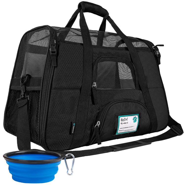 PetAmi Airline Approved Pet Carrier for Cats & Small Dogs, Soft Sided TSA Travel Carrier Bag with Sherpa Bed, Breathable Mesh Ventilation, Collapsible Bowl, Fits Under Seat, Up to 18 lbs, Small Pink