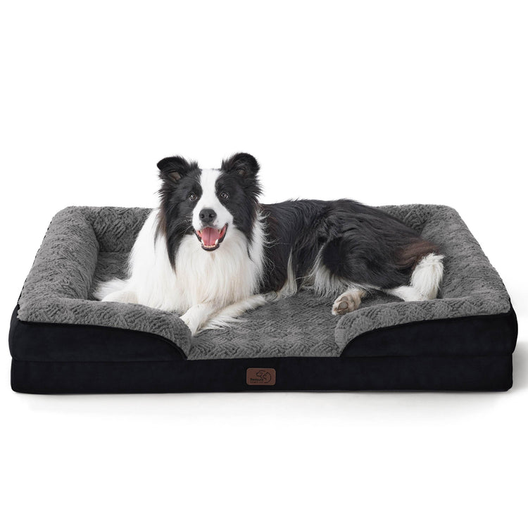 Bedsure Orthopedic Dog Bed Medium Size Dogs - Washable Small Medium Dog Cat Bed Waterproof, Comfort Cats Couch Sofa with Washable Removable Cover, Pets Bed with Nonskid Bottom, Grey, 28"