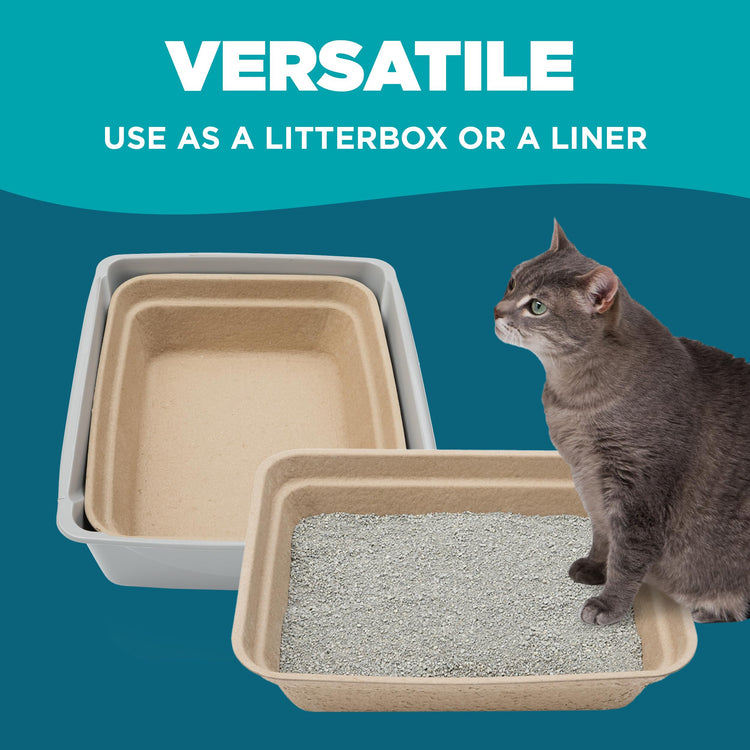 Disposable Cat Litter Box, 5-Pack (Large) – Extra Thick & Sturdy, Leak Resistant, No Scrubbing, Odor Resistant, Biodegradable Recycled Pulp – Multi-Location Coverage