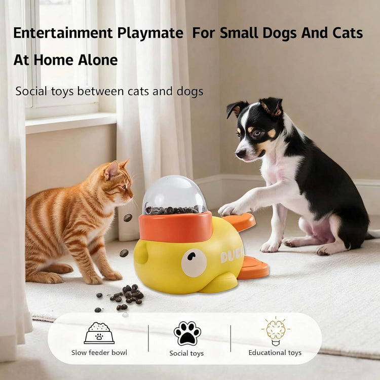 Duck Treat Dispenser with Lick Mat for Dogs to Train Problem-Solving Skills, Prevents Bloating, Dog Slow Feeder Puzzle Toy, Interactive Treat Dispensing Toy for Small Cats, Dogs