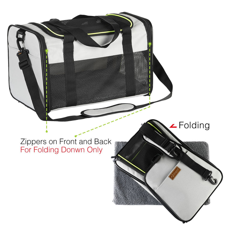 Cat Carrier - Portable Foldable Dog Pet Carrier, Soft-Sided Pet Bag up to 15 Lbs, Airline Approved Travel Puppy Carrier