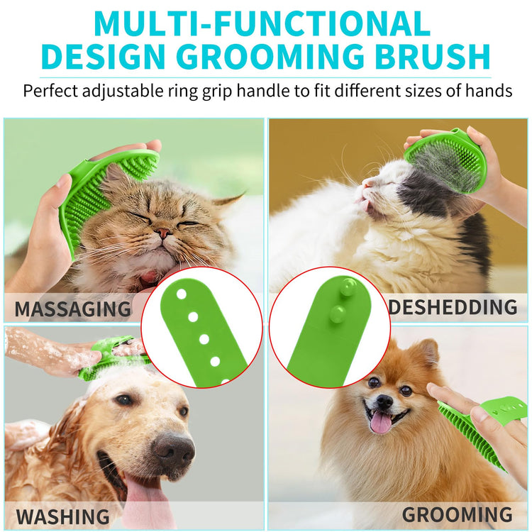 Comotech 6PCS Dog Bath Brush & Dog Toothbrush | Adjustable Handle Shampoo Brush & Scrubber for Short & Long Haired Dogs & Cats | Effectively Solve Odor & Stain Removal Problems (Blue Blue Blue.)