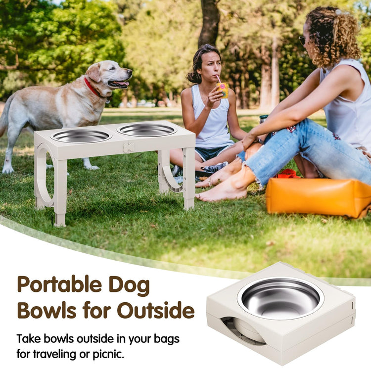 XIAZ Elevated Dog Bowls Large Breed Raised Dogs Bowl Stand Large/Medium Sized Dog Stainless Steel Food Water Bowl Stands 5 Heights Adjustable 9/11/12/14in Black Pet Feeder Dish Station