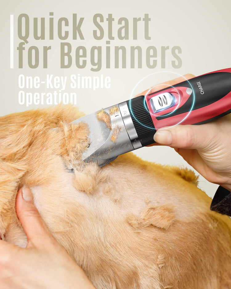 oneisall Dog Clippers Low Noise, Dog Grooming Kit with Rechargeable, Pet Shaver Cordless Electric Quiet Hair Clipper Set for Dogs Cats Pets（Gold）