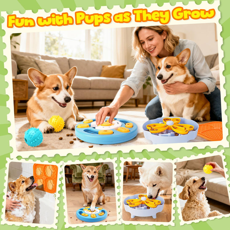 Forfon 9 Pack All-Around Dog Puzzle Toy Set -Mentally Stimulating Dog Enrichment Toys for Small to Medium Smart Dogs, Includes Dog Lick Mat with Suction Cups
