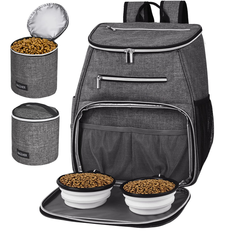 BAGLHER丨Dog Travel Bag Backpack, Airline Approved Pet Supplies Backpack, Dog Travel Bag with 2 Silicone Collapsible Bowls and 2 Food Baskets, Black