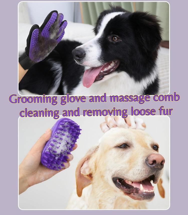 Pet Grooming Tools Kit-9 Packs Dog Cat Grooming Kit Dog Cat Grooming Supplies Dog Cat Brush Set Dog Nail Clippers and Cat Trimming Tools for Short and Long Hair Dog Cat Grooming (Purple)