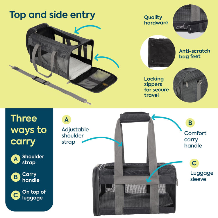 Sherpa Original Deluxe Travel Pet Carrier, Airline Approved & Guaranteed On Board - Charcoal Gray, Medium