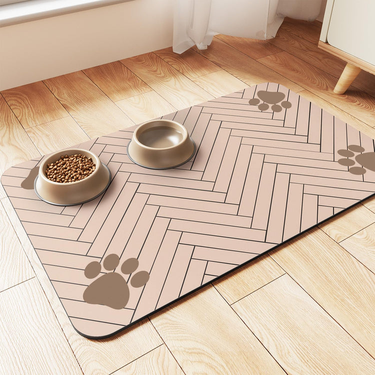 Pet Feeding Mat-Absorbent Pet Placemat for Food and Water Bowl, with Waterproof Rubber Backing, Quick Dry Water Dispenser Mat for Dog and Cat (20"x12", Striped Dark Gray)