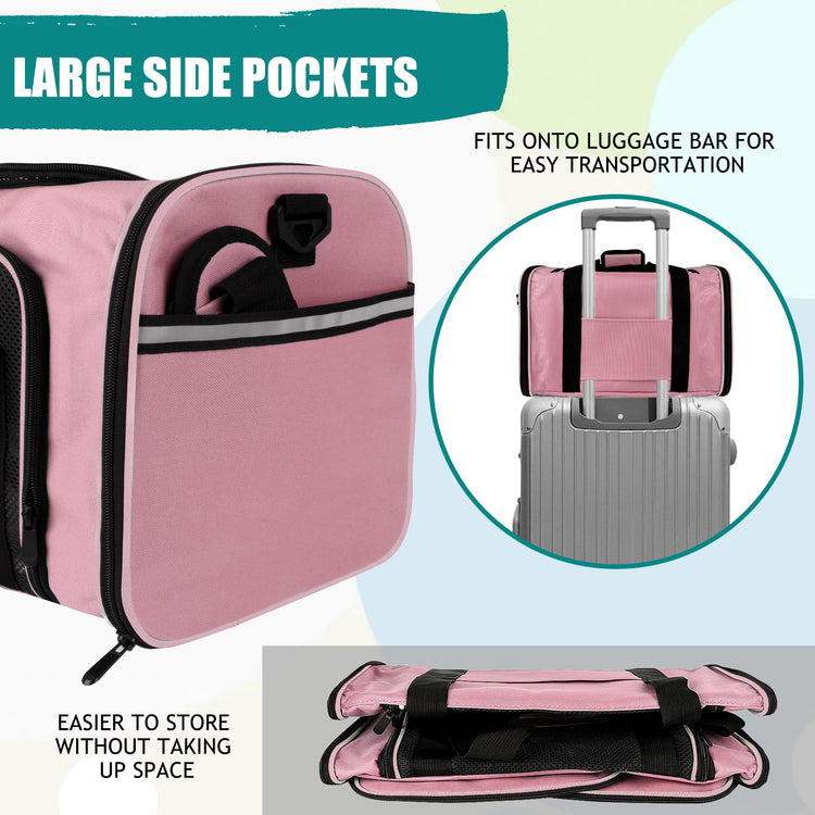 Cat, Dog Carrier for Small Medium Pet Carriers Up to15Lbs, Cats Carrier Soft- Sided Puppy Dogs Bag Portable Foldable Airline Approved Carrier Travel (Green 18 * 11 * 11)