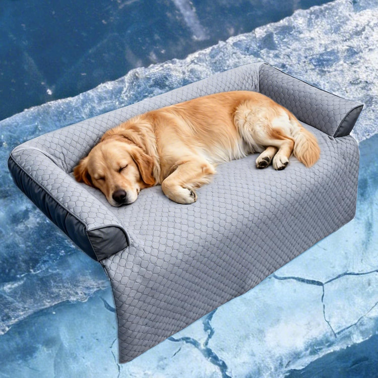 Calming Dog Bed Fluffy Plush Dog Mat for Furniture Protector with Removable Washable Cover for Large Medium Small Dogs and Cats (Small(35x31x5), Light Grey)