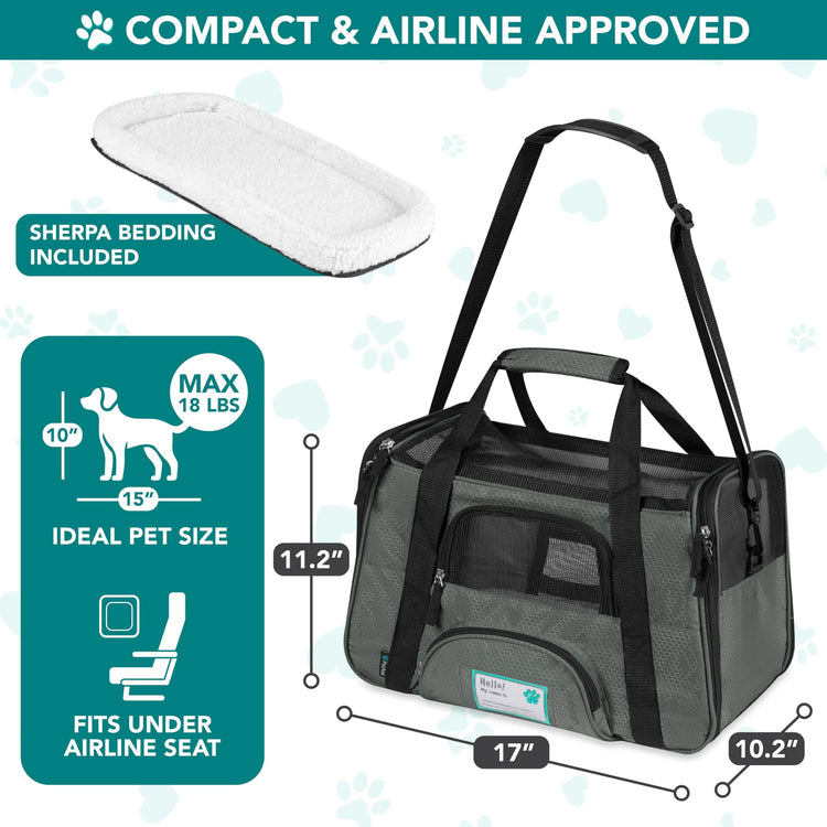 PetAmi Airline Approved Pet Carrier for Cats & Small Dogs, Soft Sided TSA Travel Carrier Bag with Sherpa Bed, Breathable Mesh Ventilation, Collapsible Bowl, Fits Under Seat, Up to 18 lbs, Small Pink