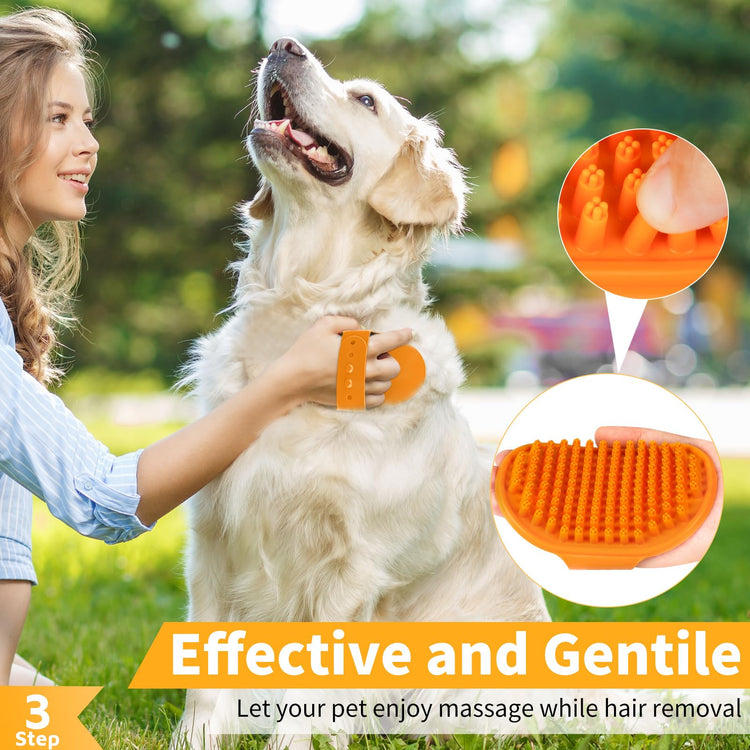 Comotech 6PCS Dog Bath Brush & Dog Toothbrush | Adjustable Handle Shampoo Brush & Scrubber for Short & Long Haired Dogs & Cats | Effectively Solve Odor & Stain Removal Problems (Blue Blue Blue.)