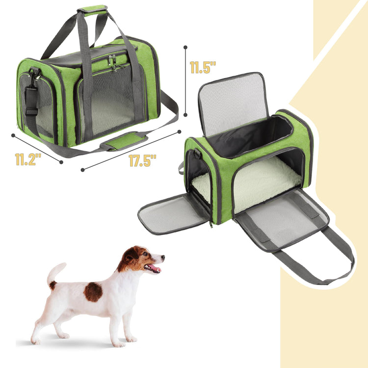 Mr. Pen- Pet Carrier, 17.5" x 11.2" x 11.5", Medium Size, Gray, Portable Travel Carrier for Small Pets, Cats & Small Dogs, Breathable Mesh, Safety Inner Leash, Side Pocket & Padded Shoulder Strap