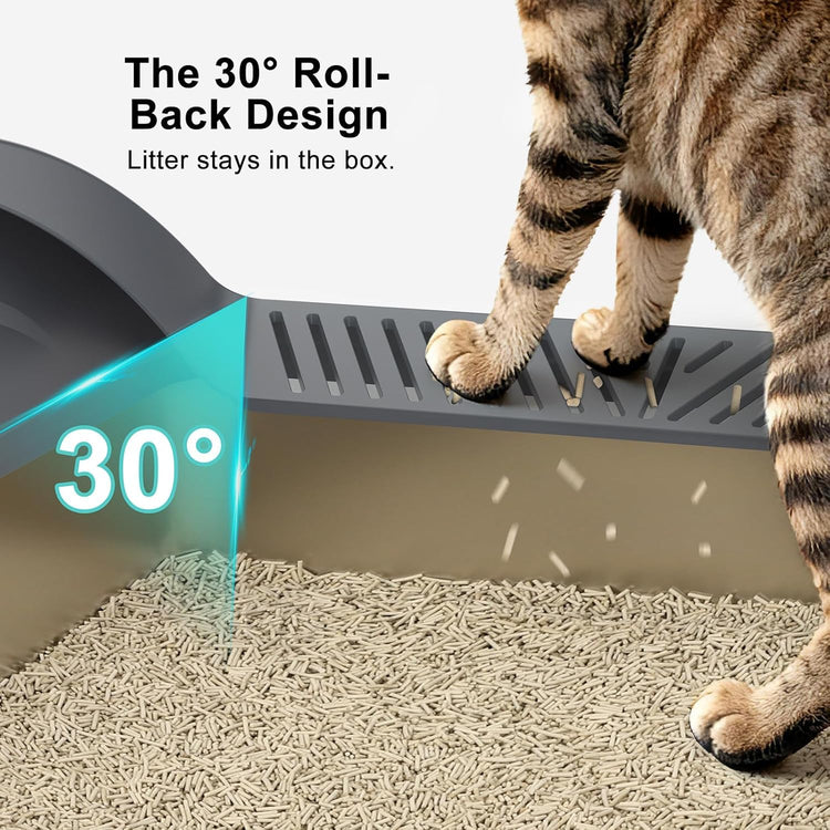 2 Pack Stainless Steel Litter Box for Kitty | Metal Kitty Litter Box with Lid High Sided for Small Cats or Injured Cats, Bunny Litter Boxes, Low Entry, Odor-Free, Non-Stick,Includes Scoop