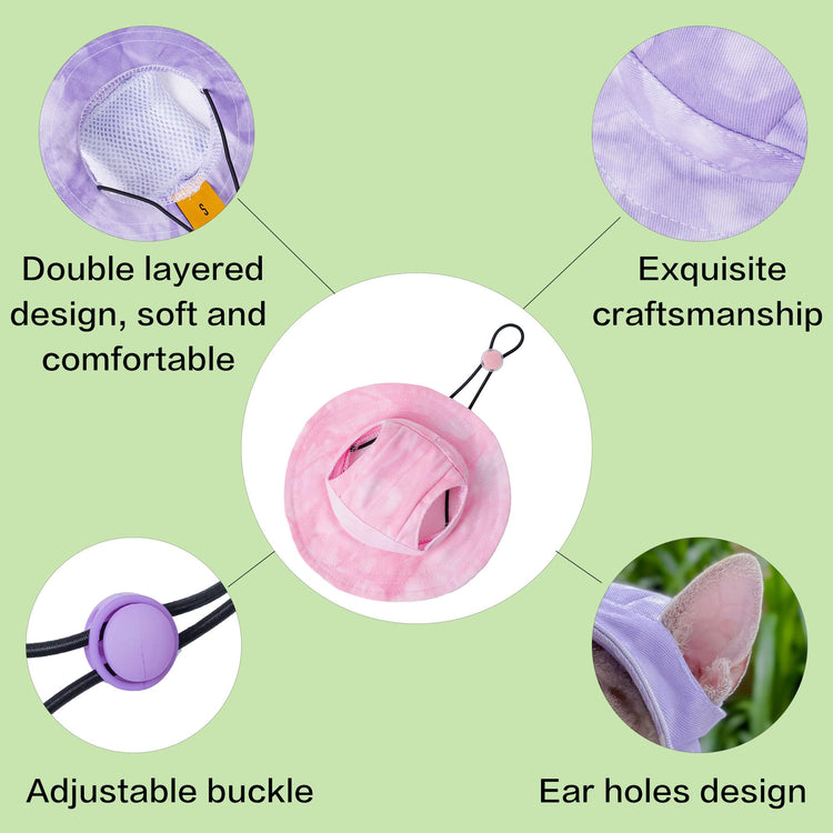 Pet hat with Ear Holes Sunscreen Baseball Cap Suitable for Small and Medium-Sized Dogs Outdoor Climbing hat in Summer Pet Products (Pink, Medium)