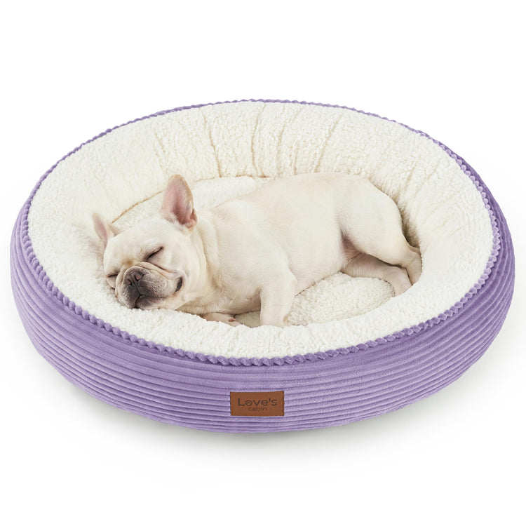 Love's cabin Round Donut Cat and Dog Cushion Bed, 20in Bed for Cats or Small Dogs, Anti-Slip & Water-Resistant Bottom, Super Soft Durable Fabric Pet Beds, Washable Luxury Cat & Dog Bed Gray