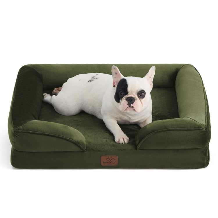Bedsure Orthopedic Dog Bed Medium Size Dogs - Washable Small Medium Dog Cat Bed Waterproof, Comfort Cats Couch Sofa with Washable Removable Cover, Pets Bed with Nonskid Bottom, Grey, 28"