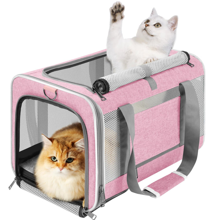GAPZER Small Dog Carrier Cage Soft Chihuahua / Softshell Big Cat Carrier Maine Coon / Pet Taxi Carrying Bag over 25lbs / Top Loader Travel Kennel Brown